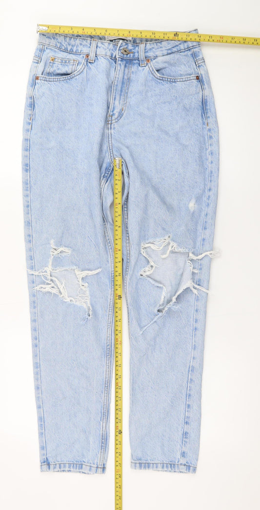 Primark Women’s Blue Distressed Mom Jeans Size 10 Light Wash