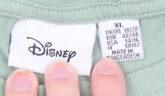 Brand and care label for Disney Women’s Green Lion King T-Shirt XL Short Sleeve Cotton