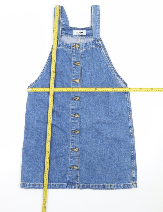 New Look Women's Blue Denim Pinafore Dress UK 10 Casual Sleeveless