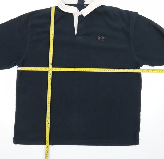 Cotton Traders Men’s Blue 2XL Collared Henley Sweatshirt