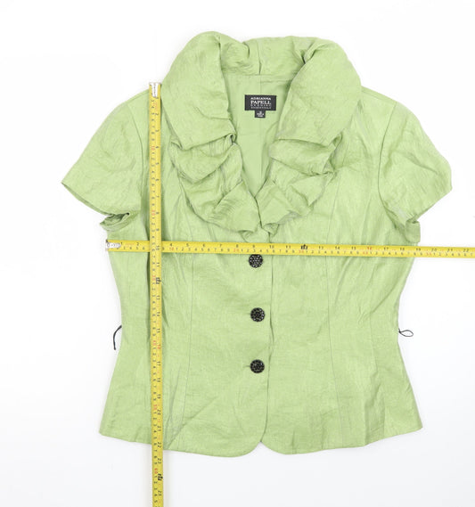 Adrianna Papell Women Green Ruffle Collared Blouse Size 12