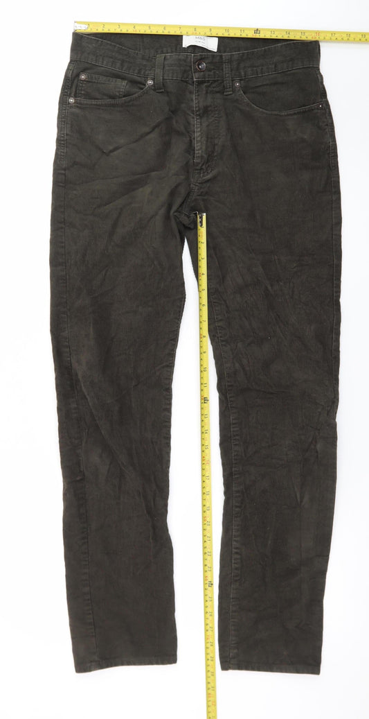 Marks and Spencer Men's Brown Slim Fit Corduroy Chino Trousers Size 32
