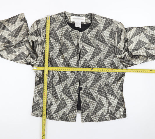 Jones New York Women's Beige Black Geometric Blazer Size 10 Regular Fit