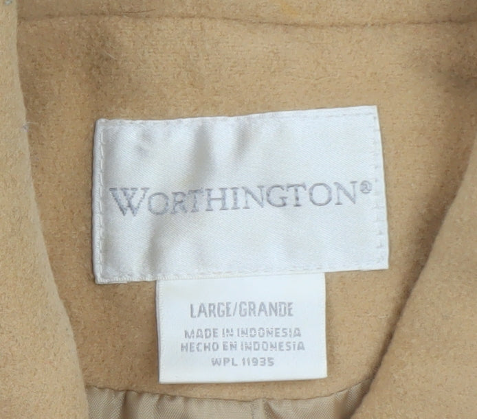 Worthington Women’s Beige Wool Blend Long Overcoat L