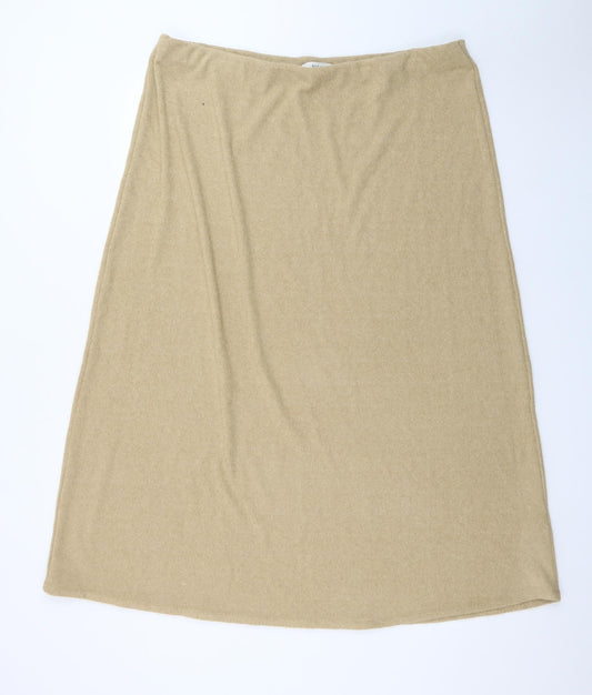 Marks and Spencer Women's Beige A-Line Cashmere Knit Midi Skirt Size 20