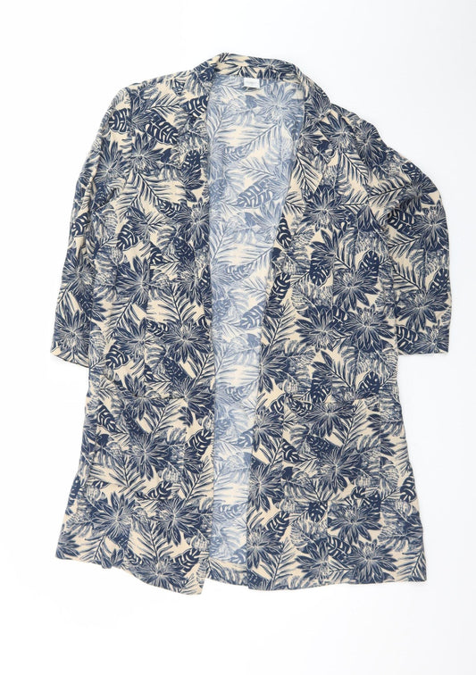 Cotton Traders Women’s Blue Floral Kimono Jacket Size 10 Lightweight