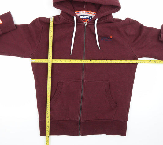 Superdry Men's Red Full Zip Hoodie M Regular Fit Fleece