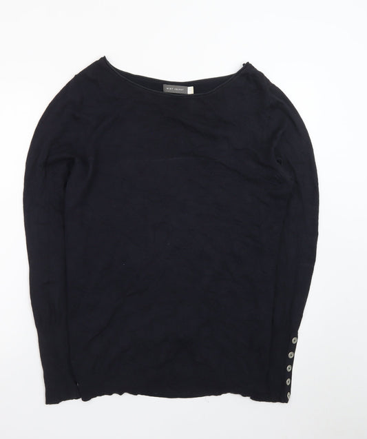 Mint Velvet Women's Black Size 12 Long Sleeve Boat Neck Zip Back Jumper