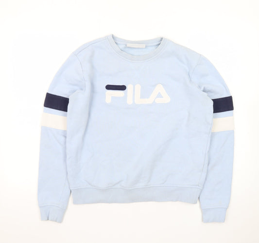 Additional front view of Fila Women's Light Blue Crew Neck Pullover Sweatshirt, size S