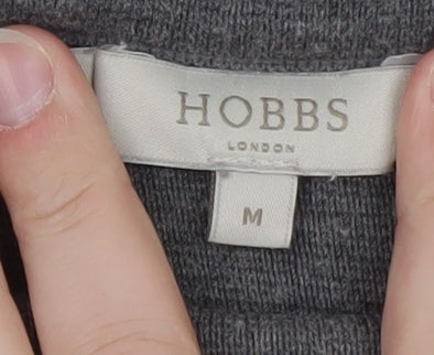 Hobbs Women’s Grey Striped Mock Neck Cotton Jumper Size M
