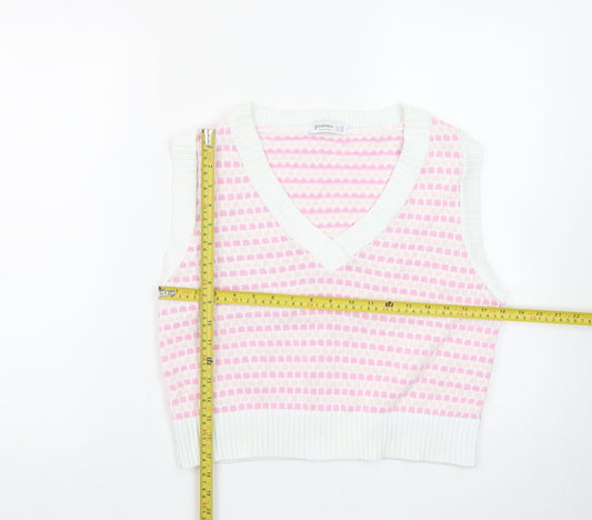 Stradivarius Women's Pink Knit Cropped Tank Top XS