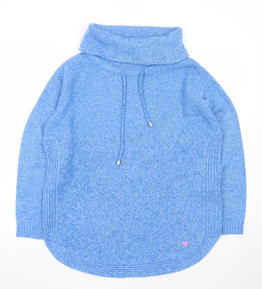 Additional front view of Country Rose Women Blue Cable Knit Cowl Neck jumper M