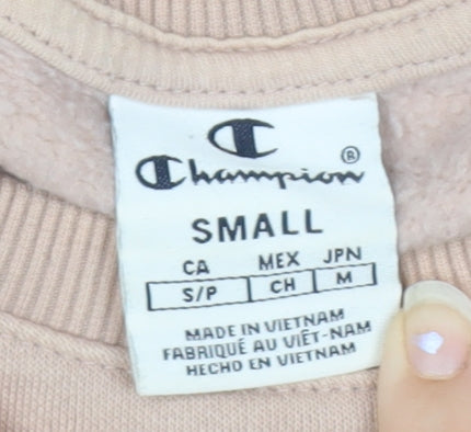 Champion Women’s Beige Small Pullover Sweatshirt Logo Crew Neck