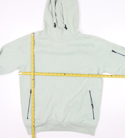 Next Men’s Green Pullover Hoodie M Regular Fit Zip Pocket