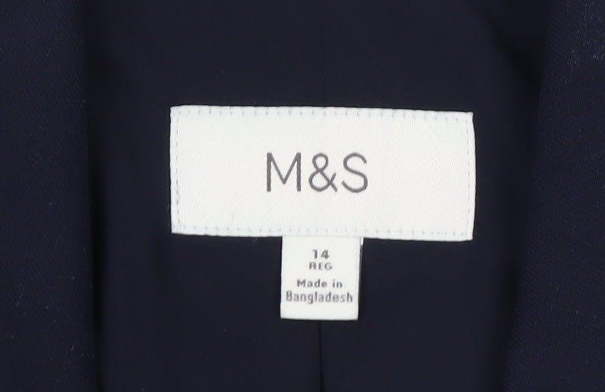 Marks and Spencer Women's Blue Size 14 Regular Fit Blazer