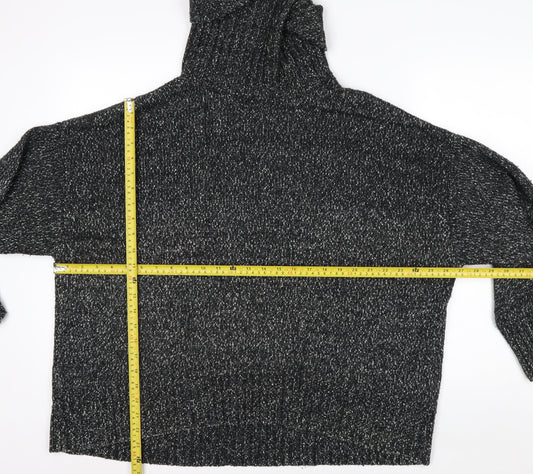 H&M Women’s Black Roll Neck Long Sleeve Wool Blend Jumper Size S