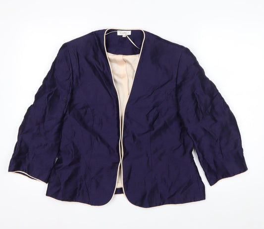 Additional front view of Kaliko Women's Blue Linen Blend Suit Jacket, size 16, Lined Lightweight
