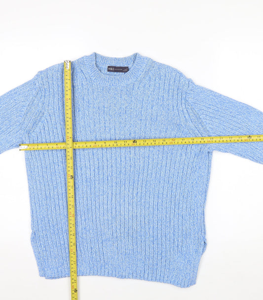 Marks and Spencer Women’s Blue Cotton Crew Neck Chunky Knit Jumper Size 14
