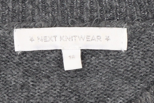 Next Women's Grey Sequin Star Pullover Jumper Size 16