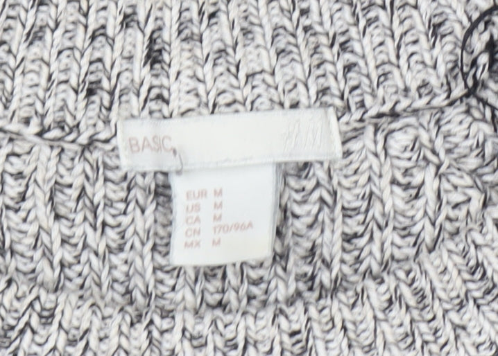 H&M Women Grey Chunky Knit Cotton Blend Crew Neck Jumper Size 12