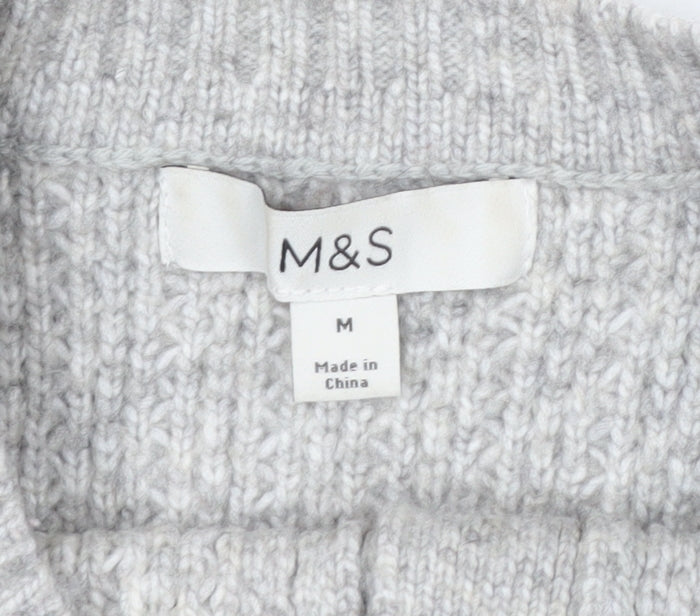 Marks and Spencer Womens Grey Chunky Knit Cardigan Size M