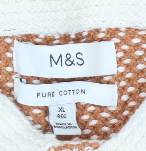 Marks and Spencer Men’s Beige Cotton Knit Polo Shirt XL Regular Fit