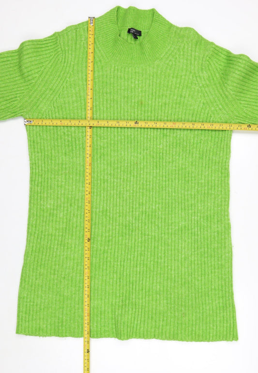 Nobody's Child Women Green Mock Neck Ribbed Long Sleeve Jumper L