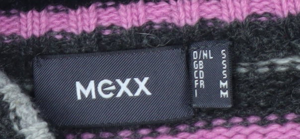Additional view of Mexx Women's Grey Pink Striped Roll Neck Wool Blend Jumper, size S