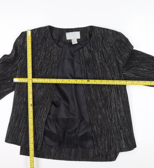H&M Women's Black Metallic Striped Tuxedo Blazer Size 8