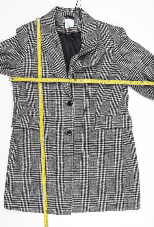 Primark Women’s Grey Checked Blazer Jacket Size 16 Regular Fit