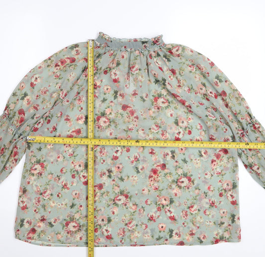 Zara Women’s Multicoloured Floral Chiffon Blouse Size S Long Sleeve