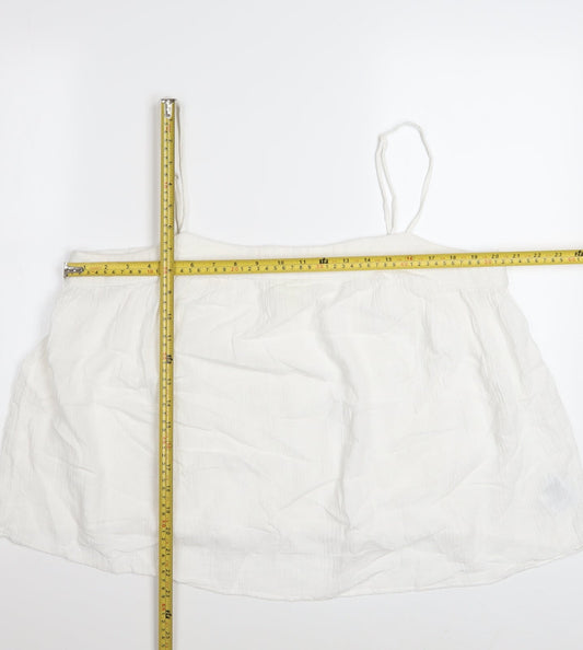 H&M Women White Camisole Tank Top L Cotton Linen Summer