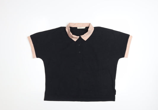 rag & bone Women's Black Short Sleeve Polo Shirt Size S