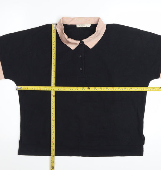 rag & bone Women's Black Short Sleeve Polo Shirt Size S
