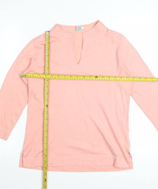 Peruvian Connection Women Pink Tunic Blouse 3/4 Sleeve 100% Cotton S