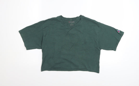 Champion Women's Green Cropped T-Shirt Size S Casual Jersey
