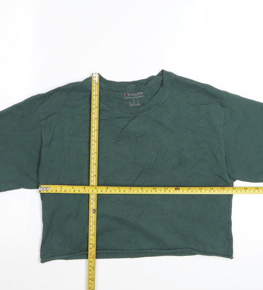 Champion Women's Green Cropped T-Shirt Size S Casual Jersey