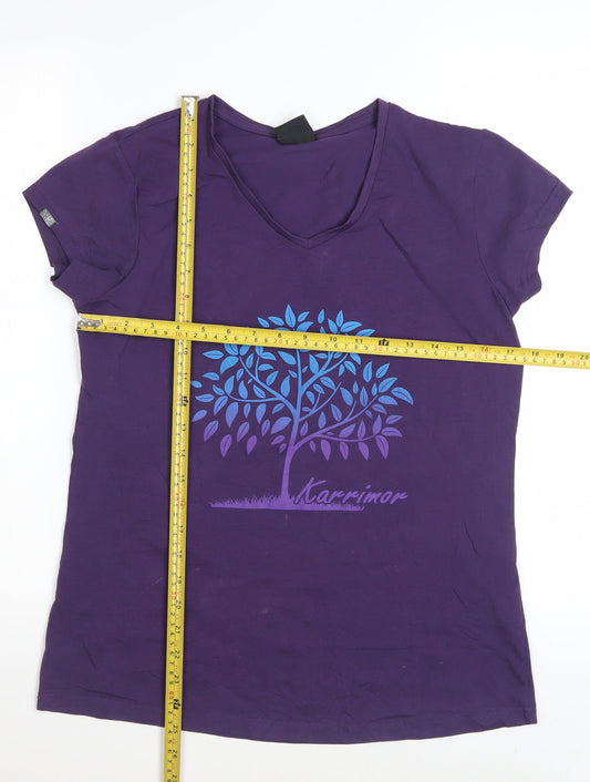 Karrimor Women's Purple V-Neck Short Sleeve Cotton T-Shirt Size 14