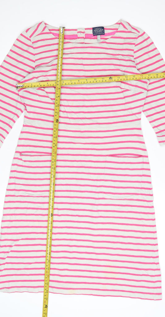 Joules Women’s Pink Striped Cotton Shift Dress Size 12