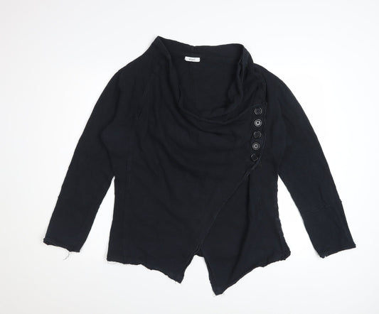 Alice C Women Black Size 20 Cowl Neck Wrap Blouse Long Sleeve Cotton