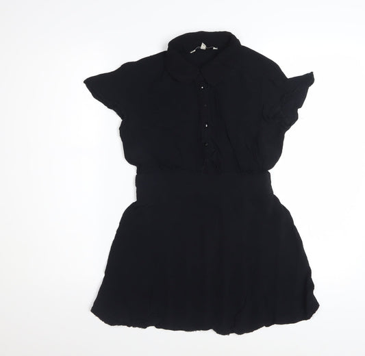 RJR.John Rocha Women's Black Viscose Collared Tunic Blouse Size 10