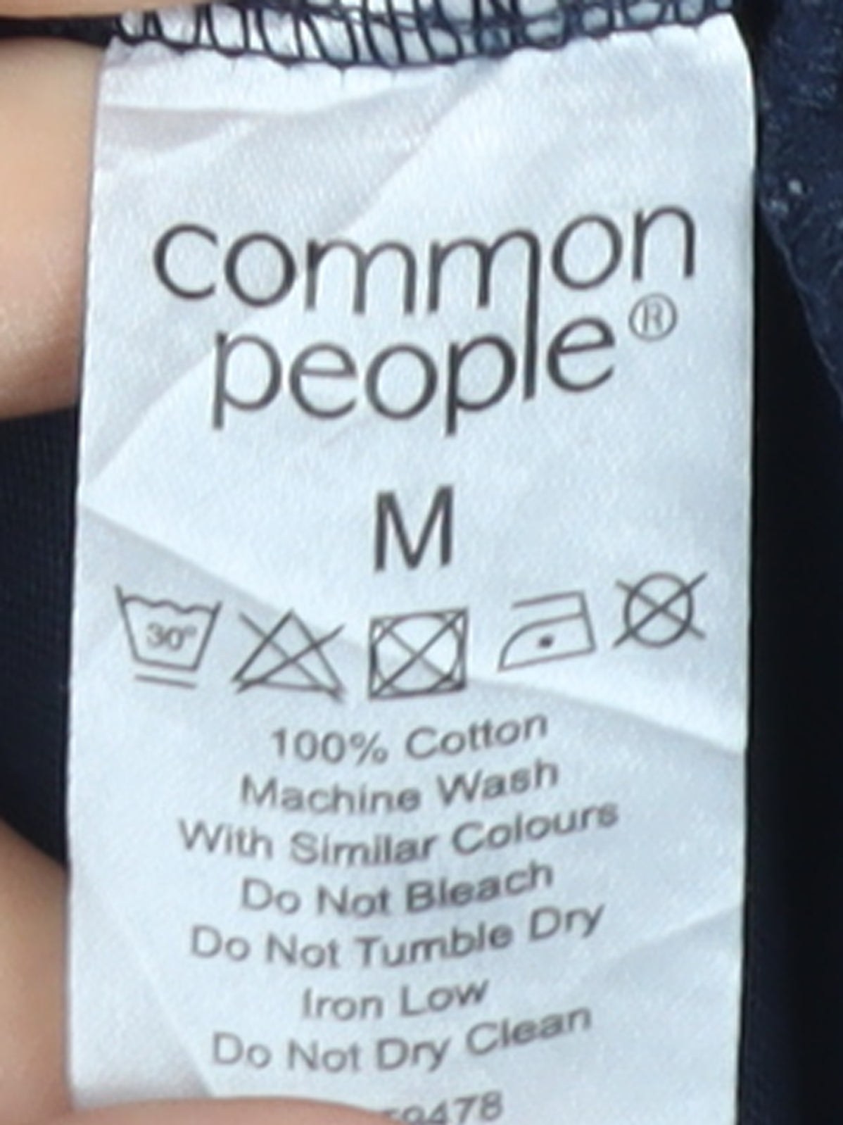Common People Men's Blue Embroidered Fish Pocket Cotton T-Shirt M