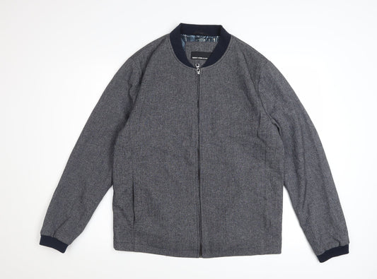 Remus Uomo Men’s Grey Bomber Jacket M Full Zip Stretch Casual