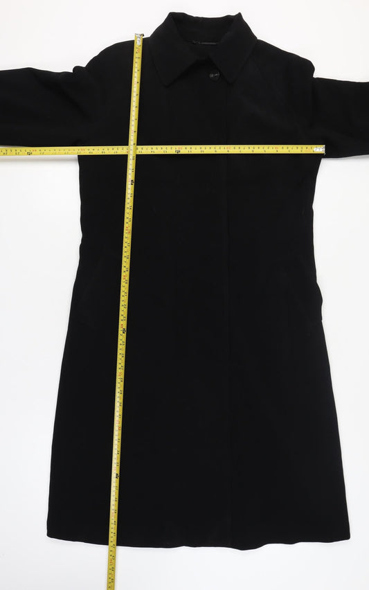 Calvin Klein Women's Black Long Trench Coat Size S Lined Polyester