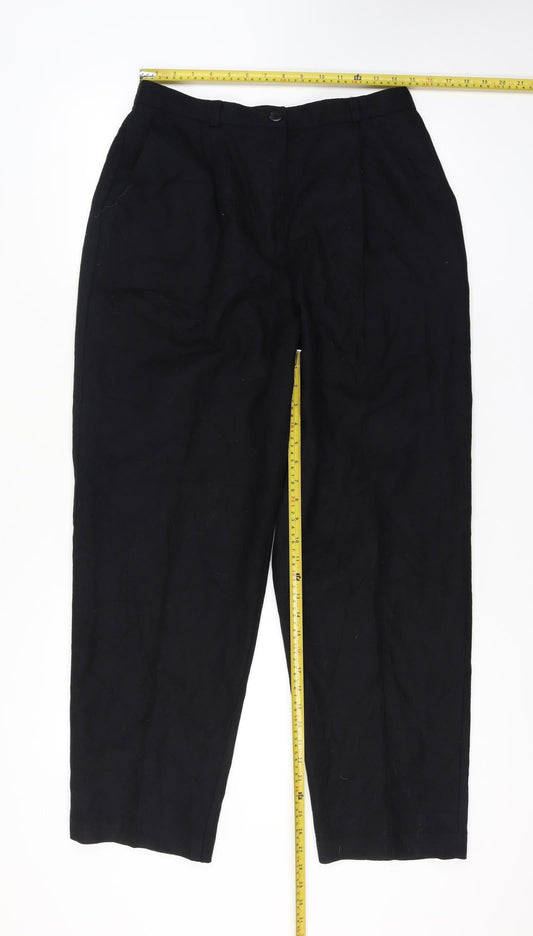 Norton McNaughton Women’s Black Wool Pleated Classic Trousers 32in