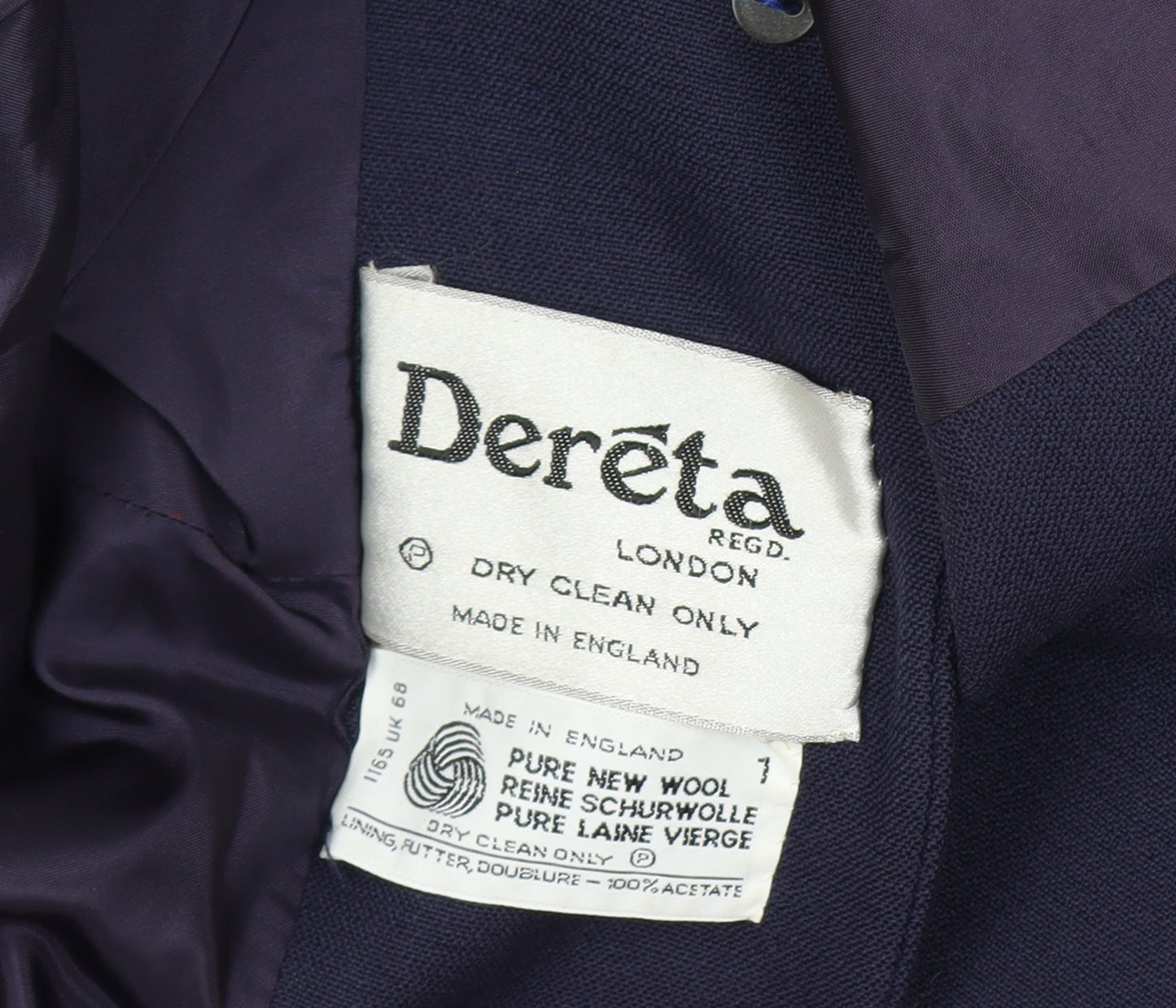 Dereta London Womens Navy Wool Suit Jacket UK 8-10 Classic Single-Breasted Blazer