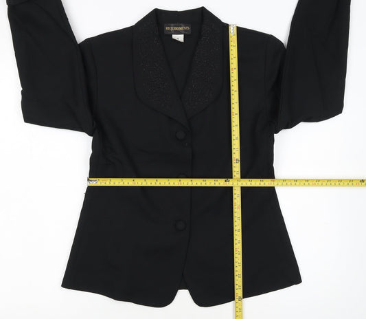 Requirements Women Black Size 12 Shawl Lapel Beaded Blazer
