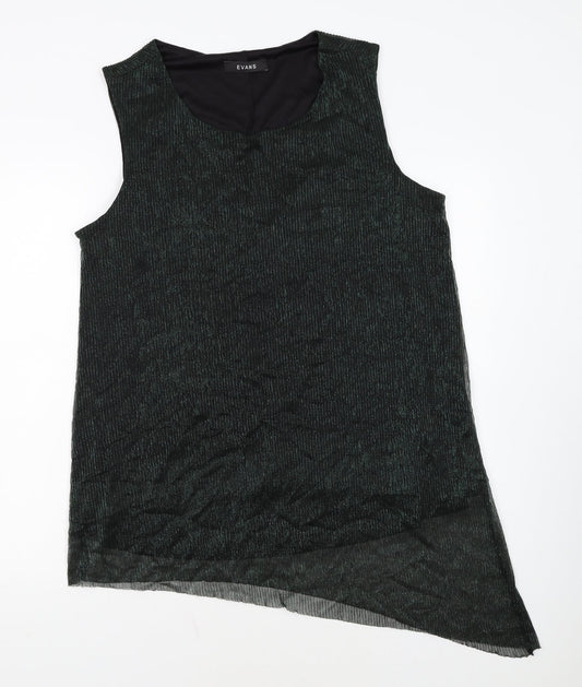 Evans Womens Black Metallic Sleeveless Tunic Top Size 22