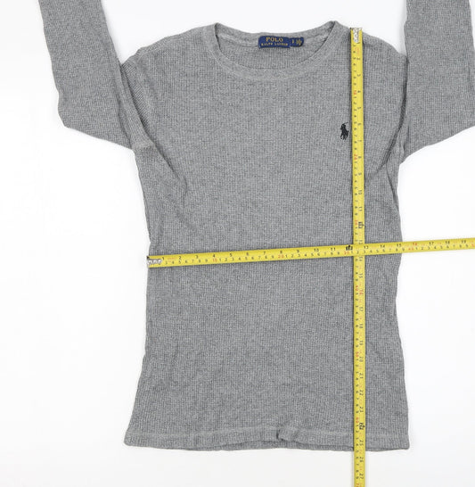 Polo Ralph Lauren Men's Grey Waffle-Knit Cotton Jumper Size S