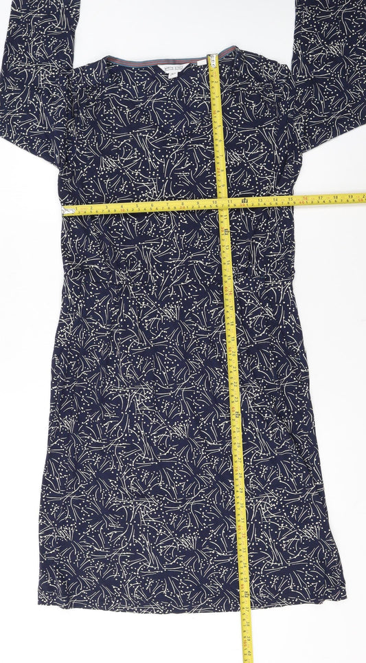 White Stuff Women's Blue Floral Long Sleeve Shift Dress Size 12